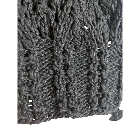 Sweater S Black Knit Cable Fisherman Old Money Preppy Neutral Boho Cropped 80s - Picture 3 of 7